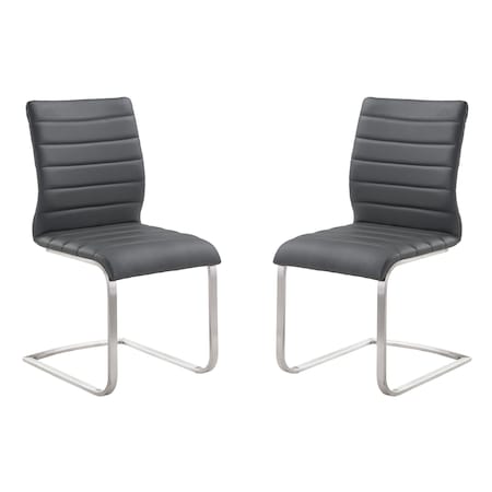 Armen Living Fusion Contemporary Side Chair In Gray and Stainless Steel, PK2 LCFUSIGR
